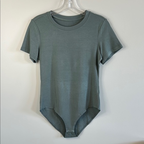 Tops - Sage Green Crew Neck Bodysuit, Size Large